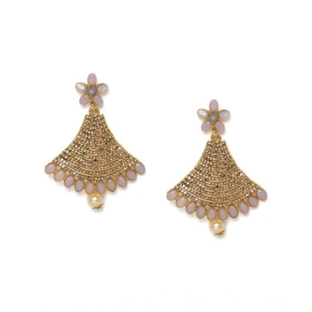Rose gold plated alloy earrings for women, gold tone jewelry on display