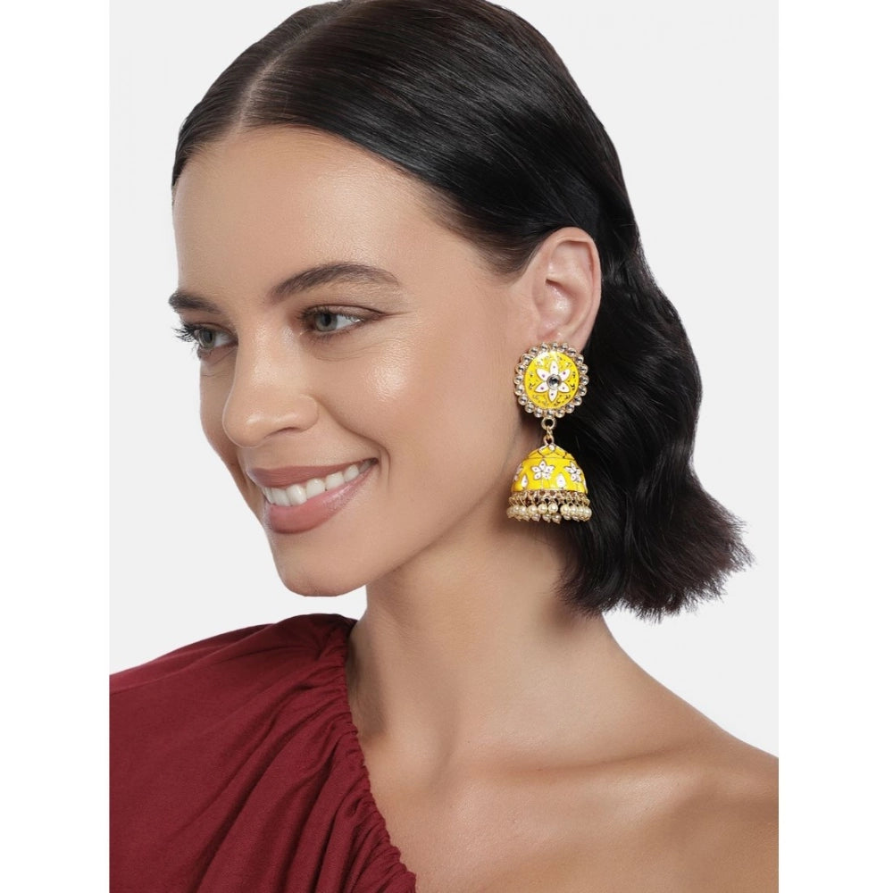 Rose gold plated alloy yellow earrings, avoid heat & chemicals for care