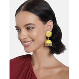 Rose gold plated alloy yellow earrings, avoid heat & chemicals for care