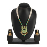 Women's Rose Gold Plated Alloy Necklace & Earings Set (Green)