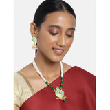 Women's Rose Gold Plated Alloy Necklace & Earings Set (Green)