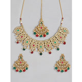 Women's Rose Gold Plated Alloy Necklace & Earings Set (Light Green)