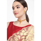 Women's Rose Gold Plated Alloy Necklace & Earings Set (Gold)