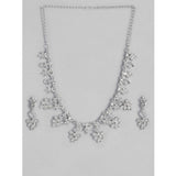 Rose Gold Plated Brass Silver Necklace & Earring Set on display, elegant jewelry for women