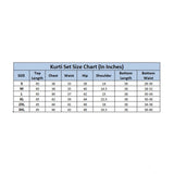 Cream cotton printed 3/4th sleeve kurti with pant for women, vibrant floral pattern, mandarin collar, below-knee length