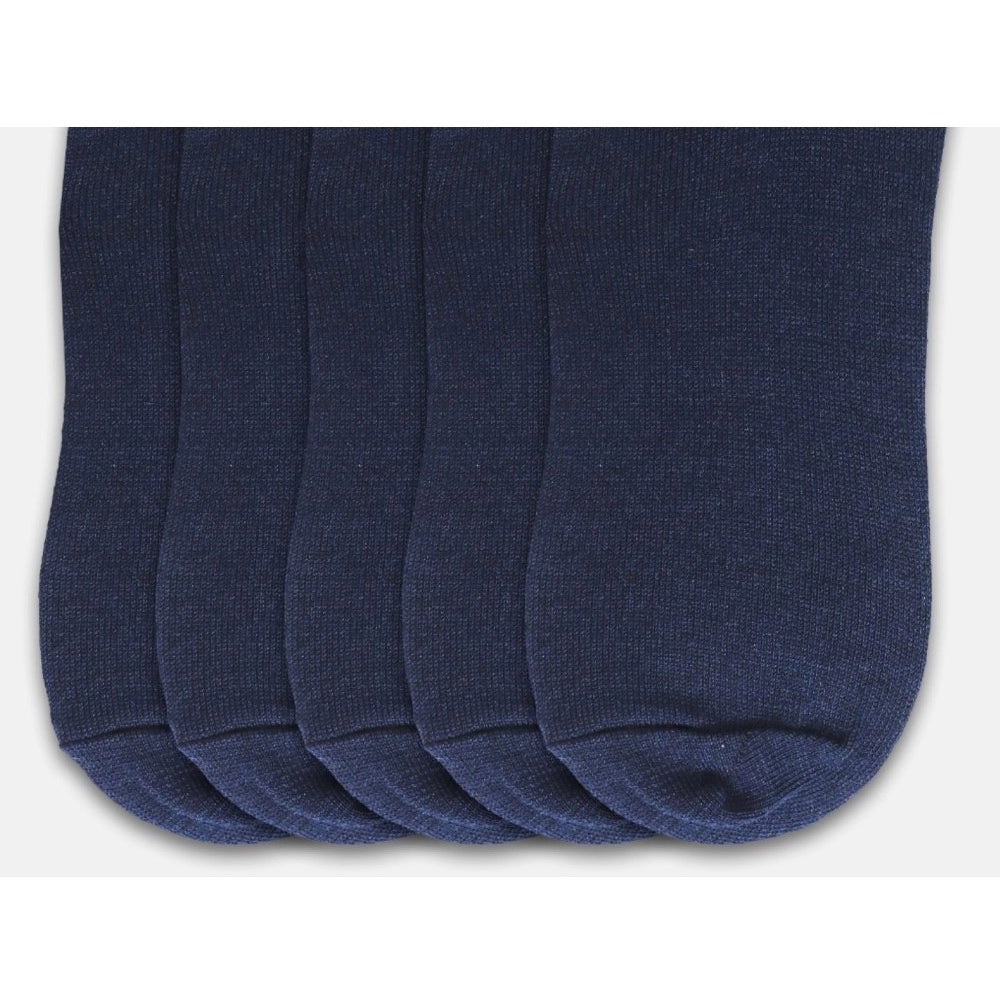 Navy cotton-blend unisex casual ankle socks - solid design for men & women