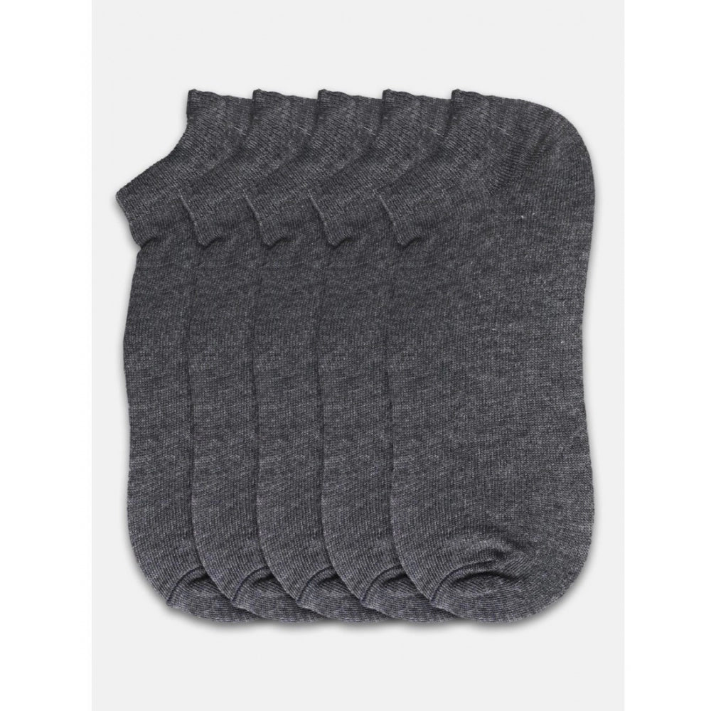 Dark Grey cotton-blended unisex casual ankle socks for men & women on display