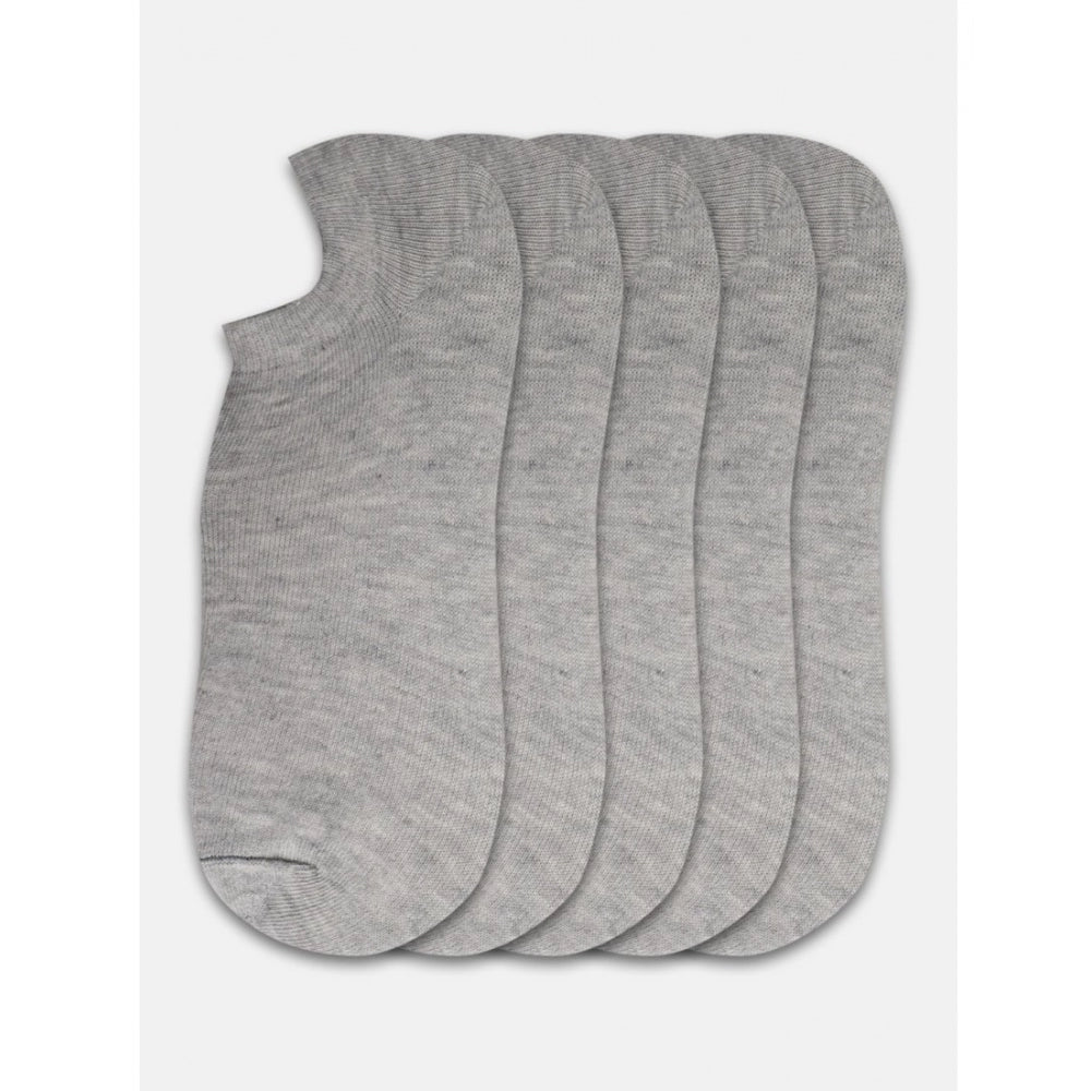 Light Grey cotton-blend unisex casual ankle socks for men & women