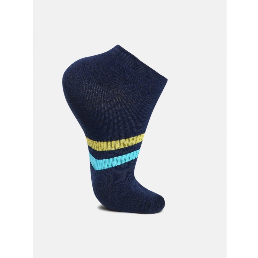 Assorted cotton-blend printed ankle socks for men and women, vibrant colors on display