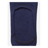 Navy cotton blended unisex casual no-show solid socks on feet