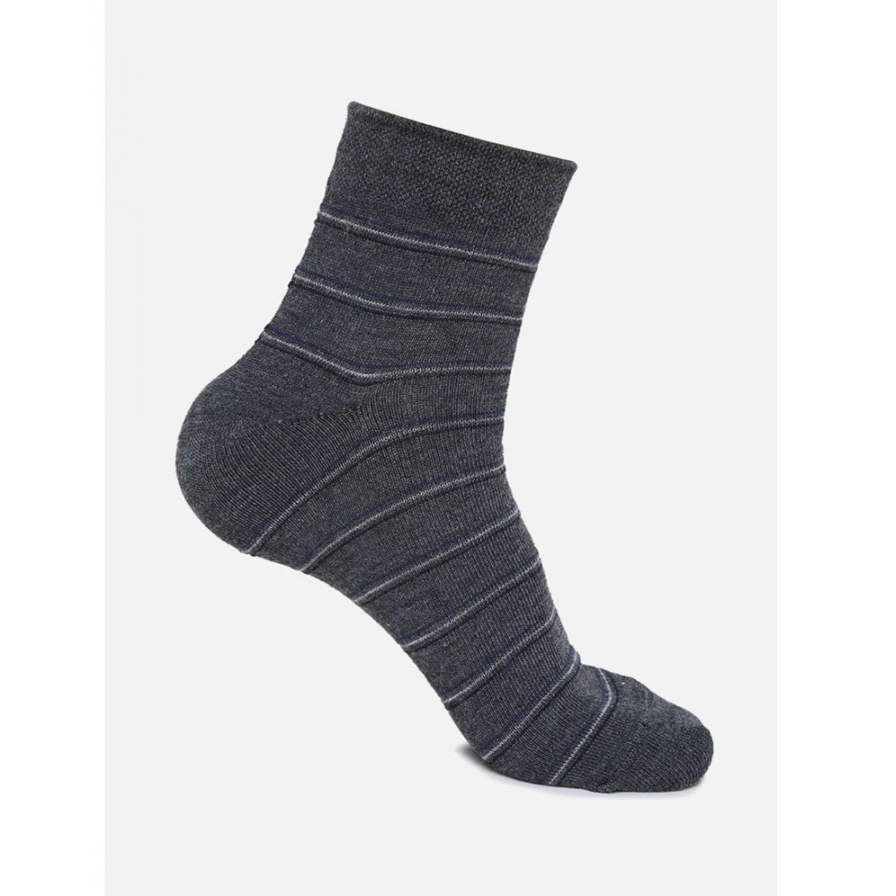 Assorted cotton blended men's casual socks with printed patterns, mid-calf length