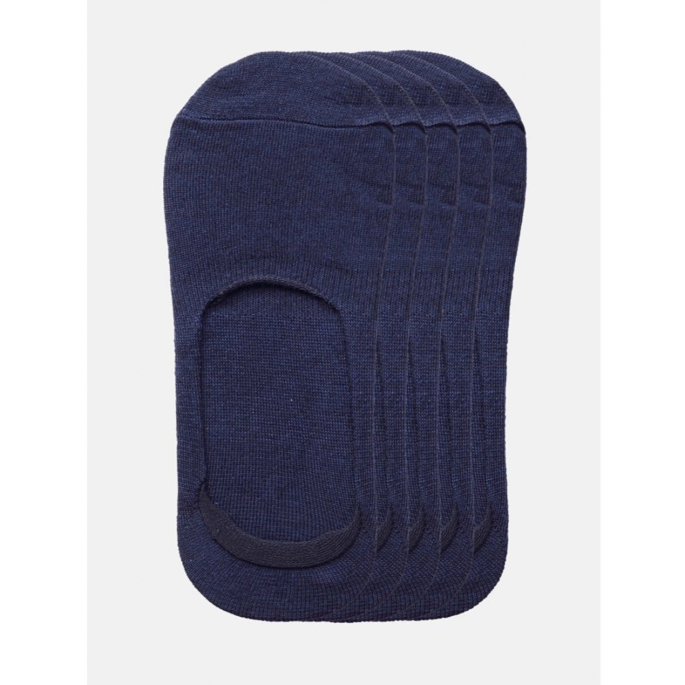 Navy cotton blended unisex casual no-show socks, solid pattern for men and women