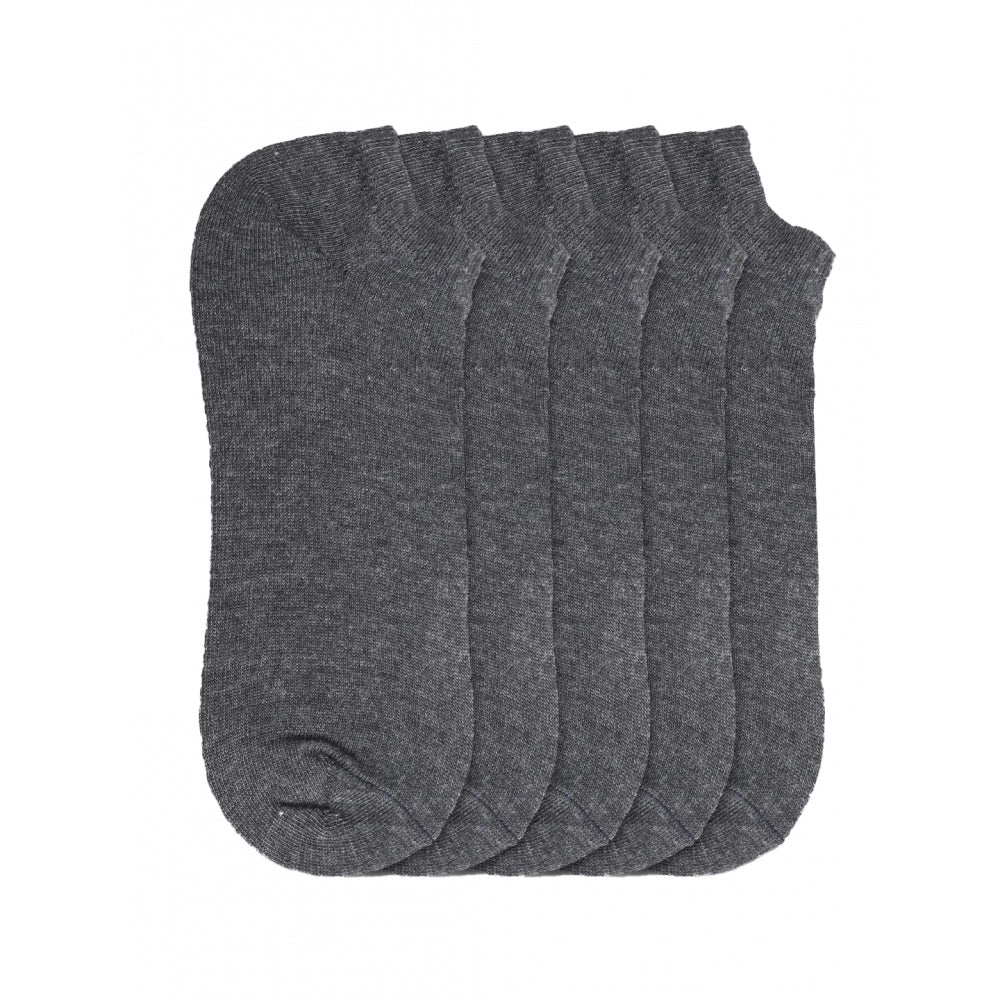 Dark grey cotton blended unisex casual ankle socks for men and women