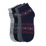 Assorted cotton-blend mid-calf men's socks with printed designs, color variations may occur