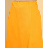 Mustard cotton solid petticoat for women's shapewear, full length, on hanger