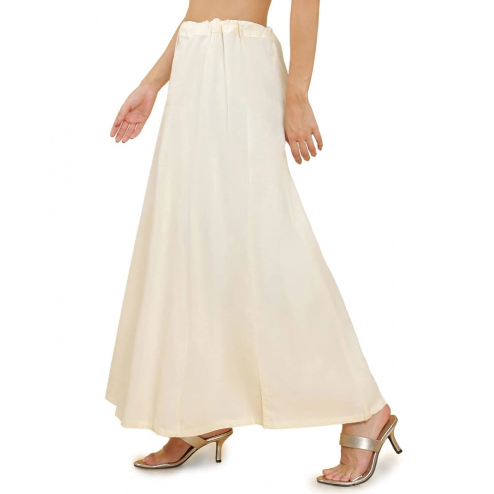 Cream cotton solid women's full-length petticoat - versatile shapewear