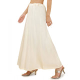 Cream cotton solid women's full-length petticoat - versatile shapewear