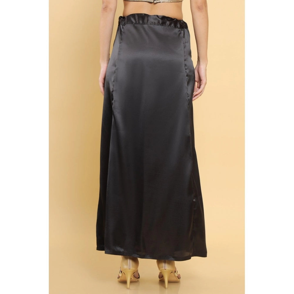 Black silk full-length petticoat for women's shapewear