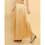 Gold silk women's full-length solid petticoat for shapewear