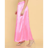 Pink silk full-length shapewear petticoat for women, solid pattern
