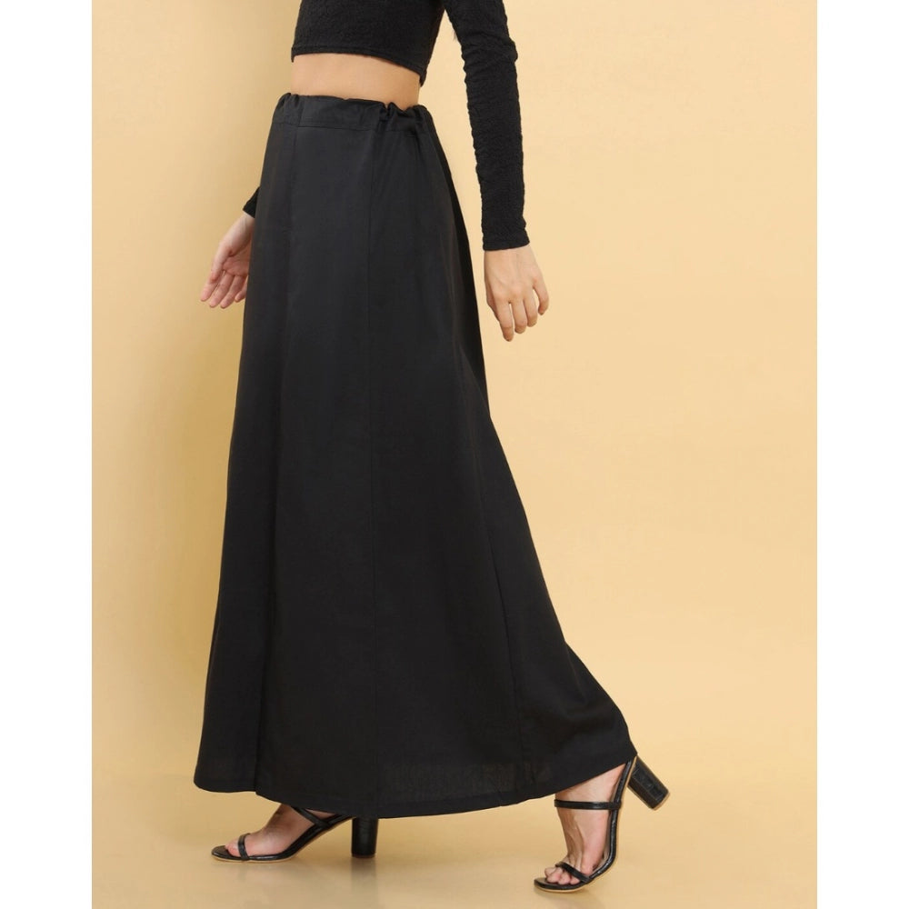 Black cotton solid petticoat for women's shapewear (full length)