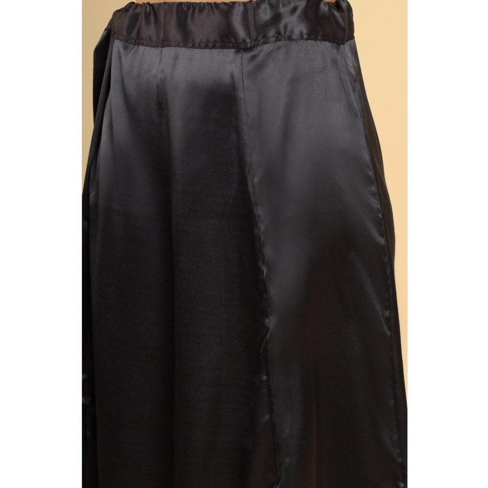 Black silk full-length shapewear petticoat for women