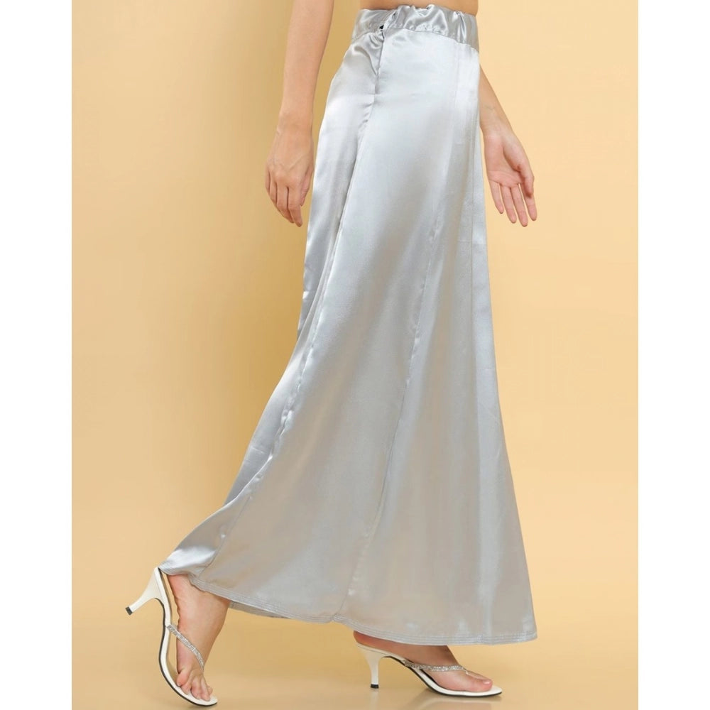 Grey silk full-length petticoat for women's shapewear