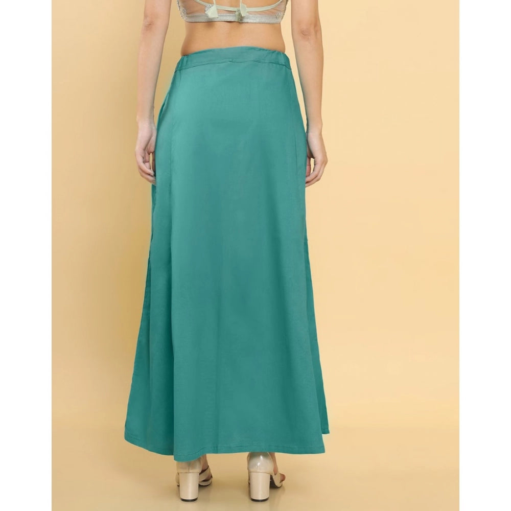 Green cotton solid women's petticoat, full-length shapewear for women