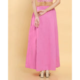 Pink cotton solid full-length petticoat for women's shapewear