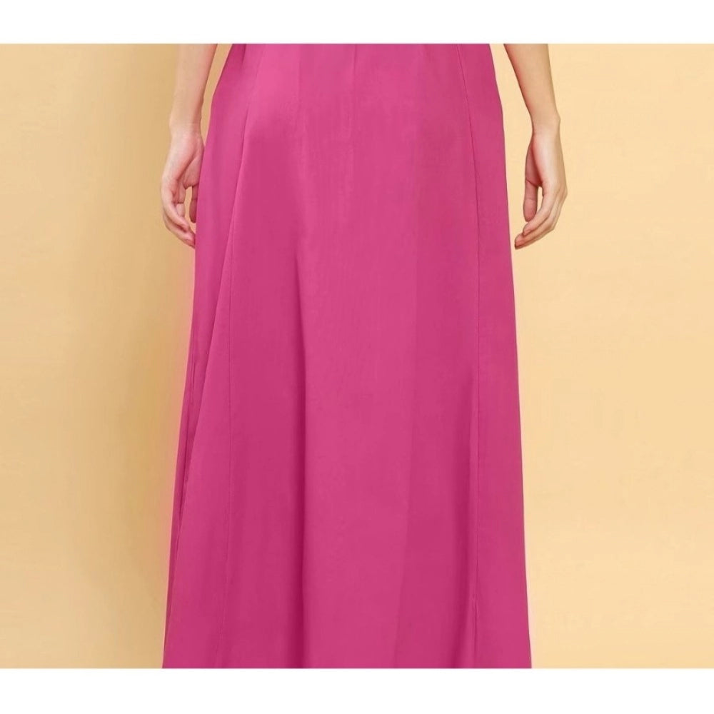 Pink cotton solid full-length petticoat for women's shapewear