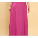 Pink cotton solid full-length petticoat for women's shapewear