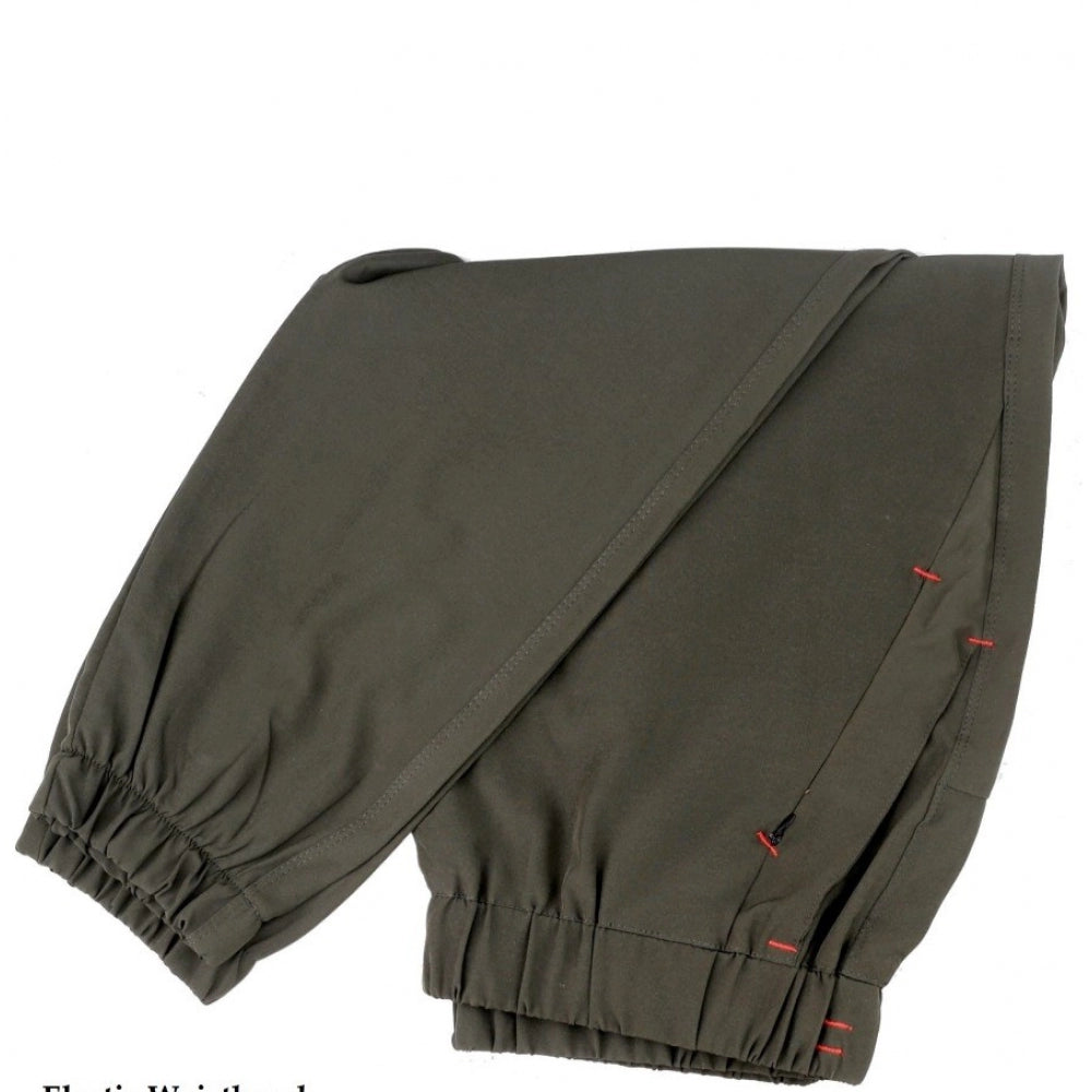 Dark Green Polyester Men's Track Pants - Solid design for athletic wear