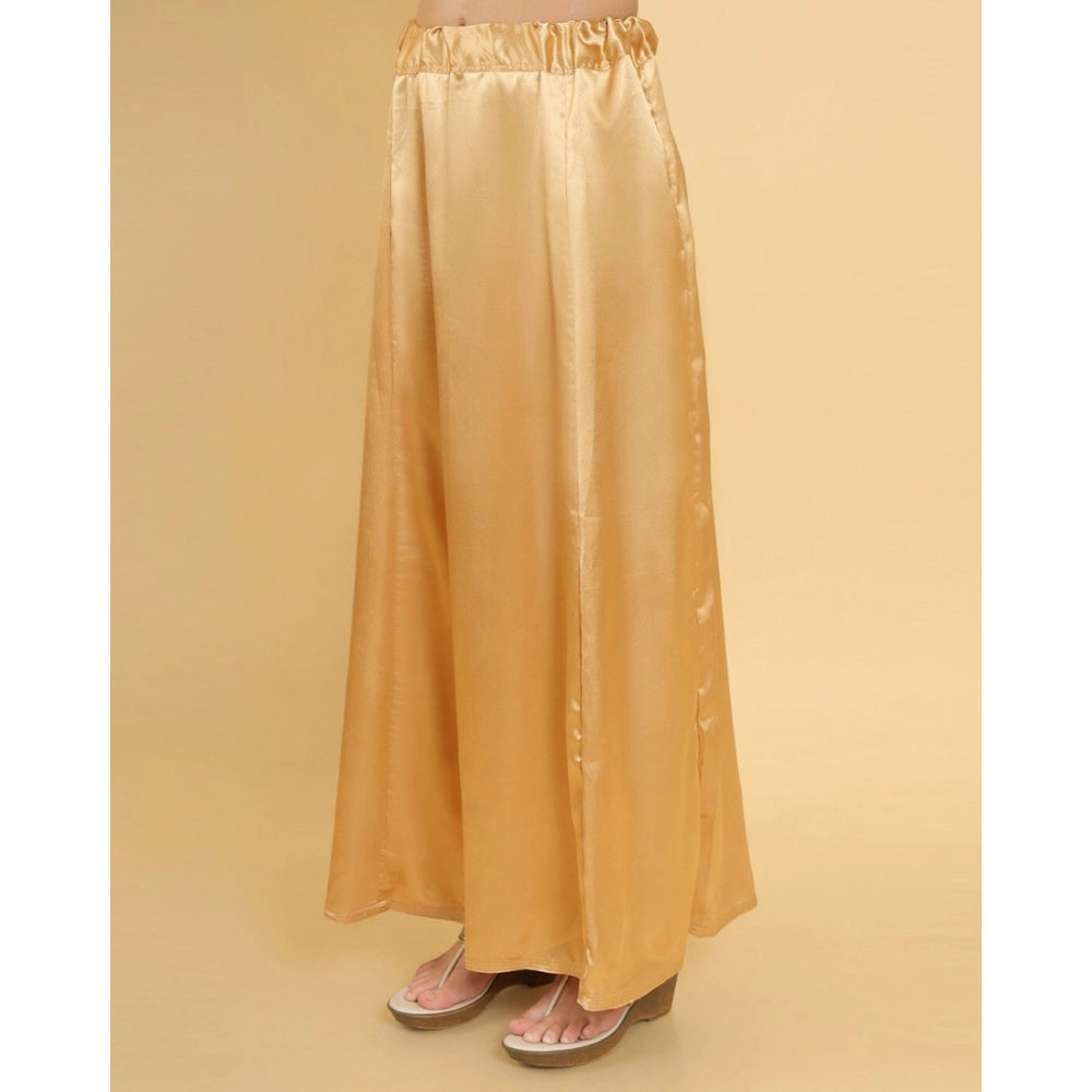Gold silk women's full-length solid petticoat for shapewear