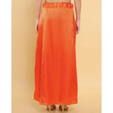 Orange silk full-length petticoat for women's shapewear