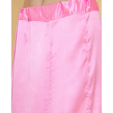Pink silk full-length petticoat for women's shapewear, solid design