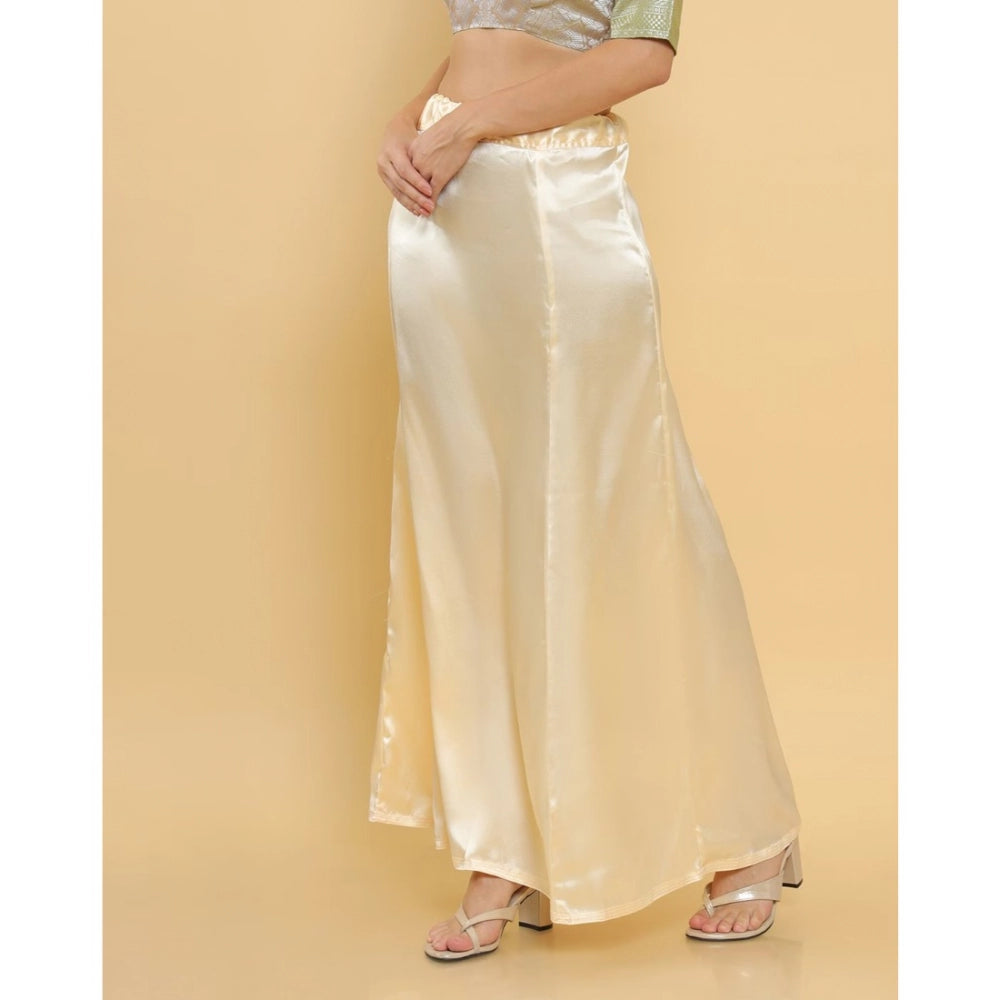 Cream silk full-length petticoat for women's shapewear