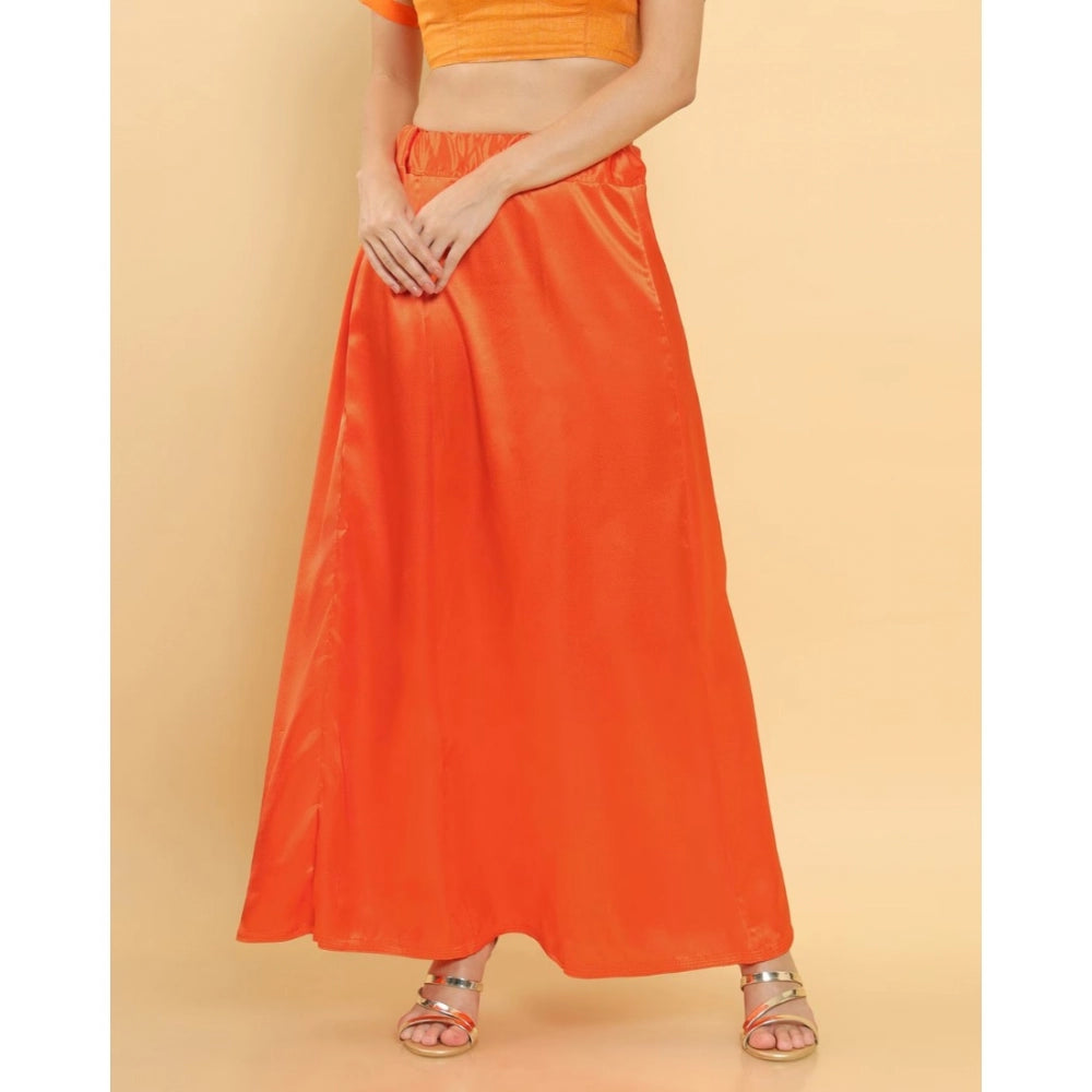 Orange silk women's full-length solid petticoat for shapewear