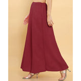 Maroon cotton solid petticoat for women's shapewear, full length
