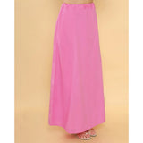 Pink cotton solid full-length petticoat for women's shapewear, vibrant pink color on display