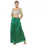 Green silk full length petticoat for women's shapewear