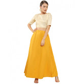 Yellow cotton solid petticoat for women's shapewear, full-length solid pattern