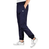 Navy Blue Polyester Solid Men's Track Pants – full length athletic wear for men