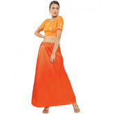 Orange silk full-length petticoat for women's shapewear