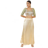 Cream silk full-length petticoat for women's shapewear