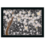 Multicolor vinyl sparkle coated flower painting framed print with lightweight, water-resistant synthetic frame (14x20 inches)