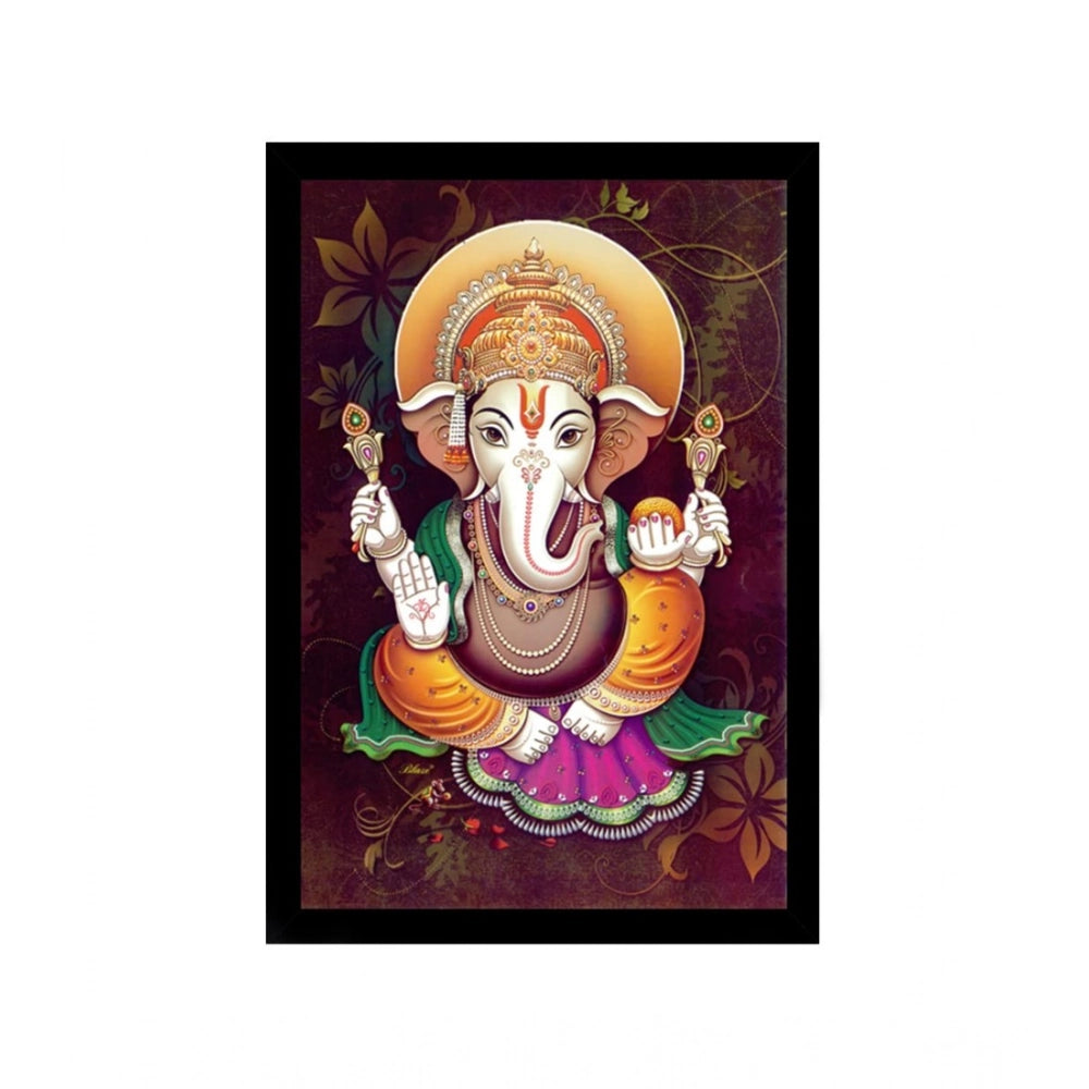 Multicolor synthetic framed Ganesh photo, lightweight and water-resistant wall mount, 14x20 inch rectangular size