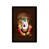 Multicolor synthetic framed rectangular Ganesh photo, lightweight & water-resistant for wall mount