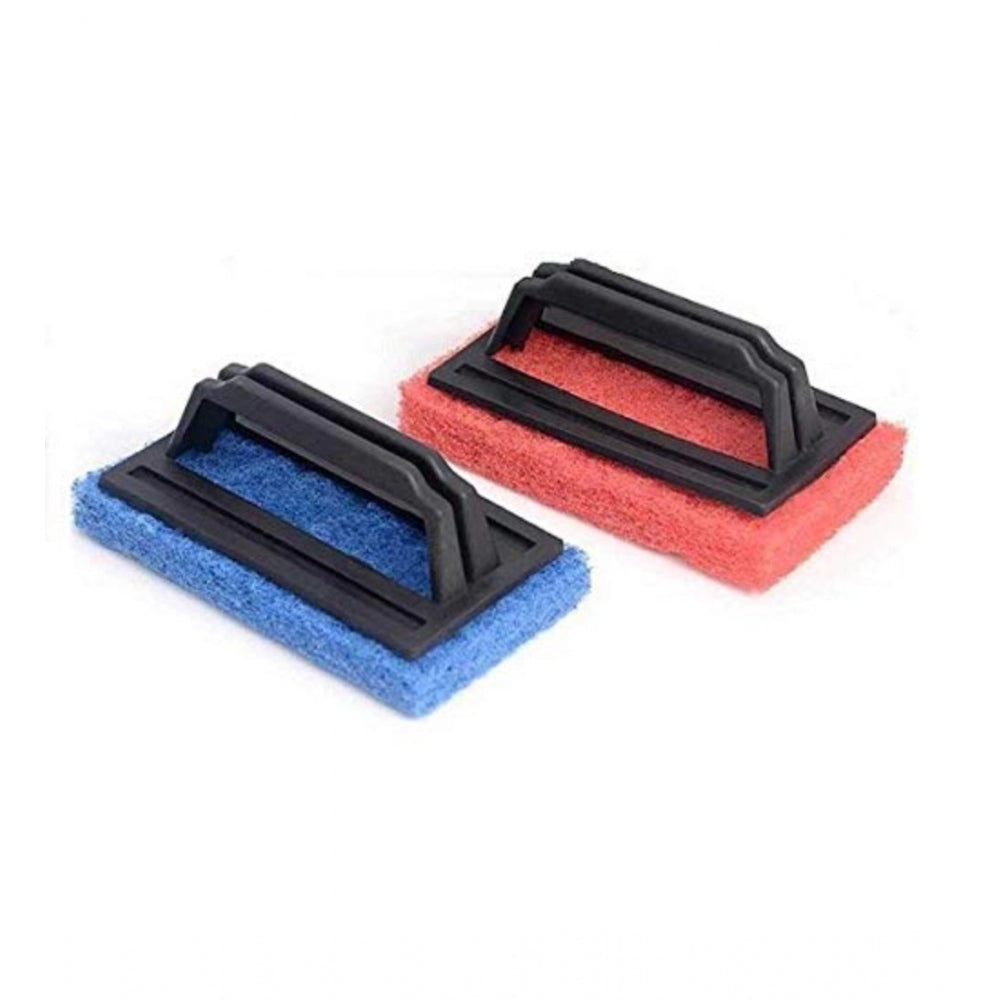 Assorted pack of 2 multipurpose tile scrubber brushes with handles, ideal for tough-stubborn stains on various surfaces