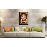 Multicolor synthetic framed Ganesh photo, lightweight and water-resistant on a rectangular wall mount (14x20 inch)