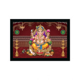 Multicolor synthetic framed Ganesh photo, lightweight & water-resistant for wall mounting (14x20 inch)